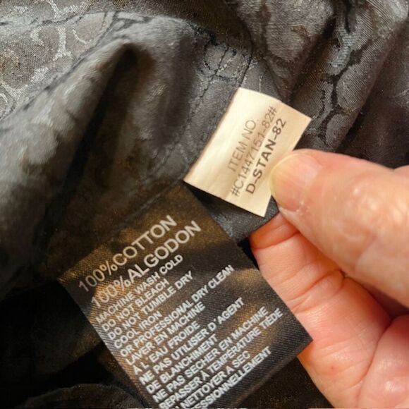 BOGOSSE Rare Embellished Black Button Down Contrast Print Cuff Shirt Size XL - Picture 8 of 10